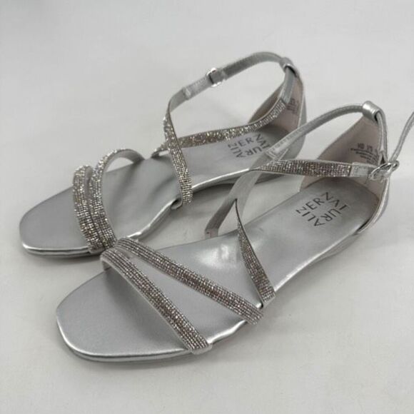 NWOT Naturalizer Sicily Women's Buckle Strappy Sandals Silver Size 7 - Picture 5 of 10